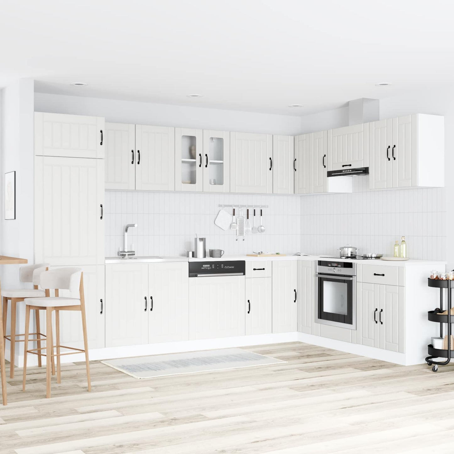Wastafel onderkast met opslag Lucca 2 pcs Wit Bewerkt hout is nu te koop bij PeponiXL, paradijselijk wonen!