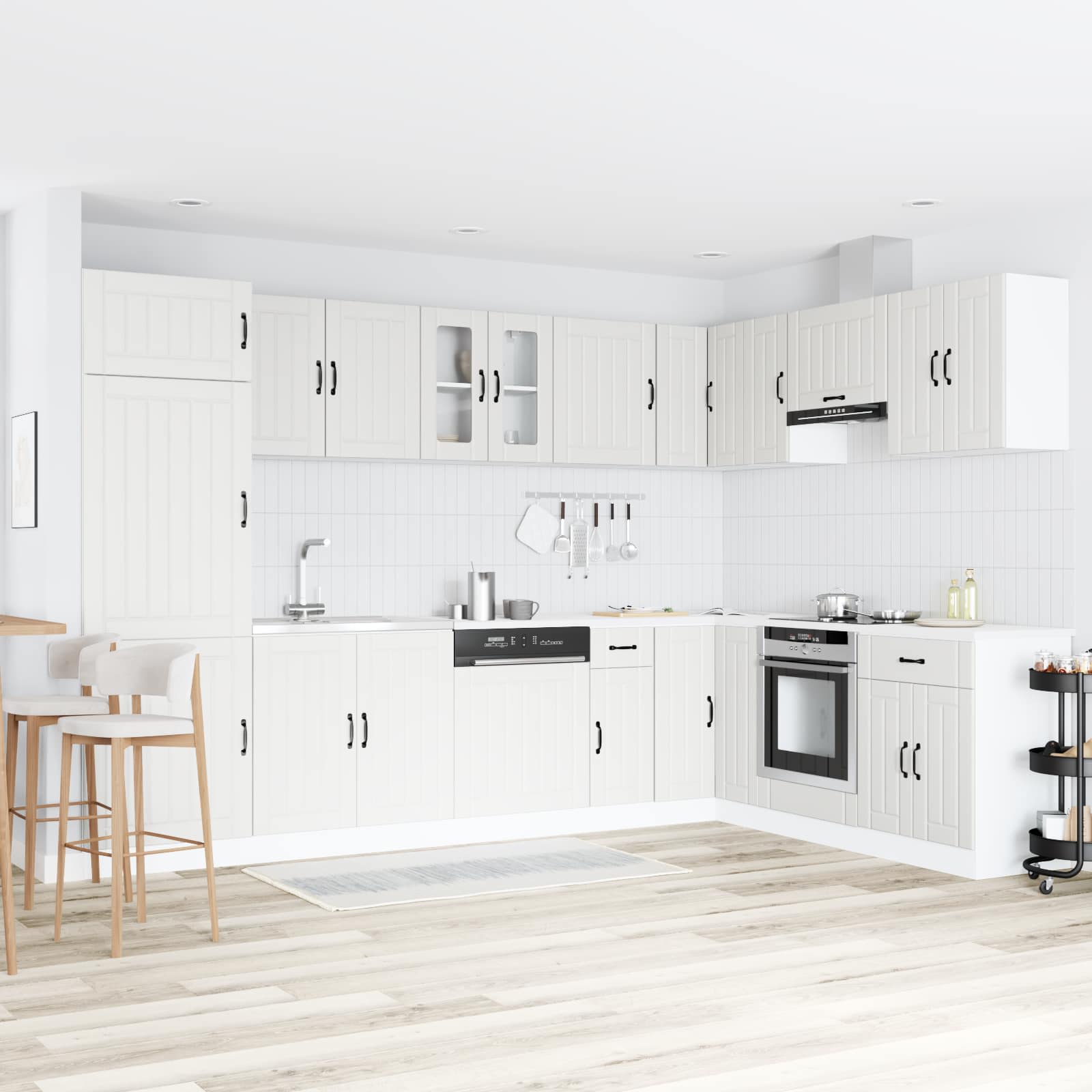 Wastafel onderkast met opslag Lucca 2 pcs Wit Bewerkt hout is nu te koop bij PeponiXL, paradijselijk wonen!