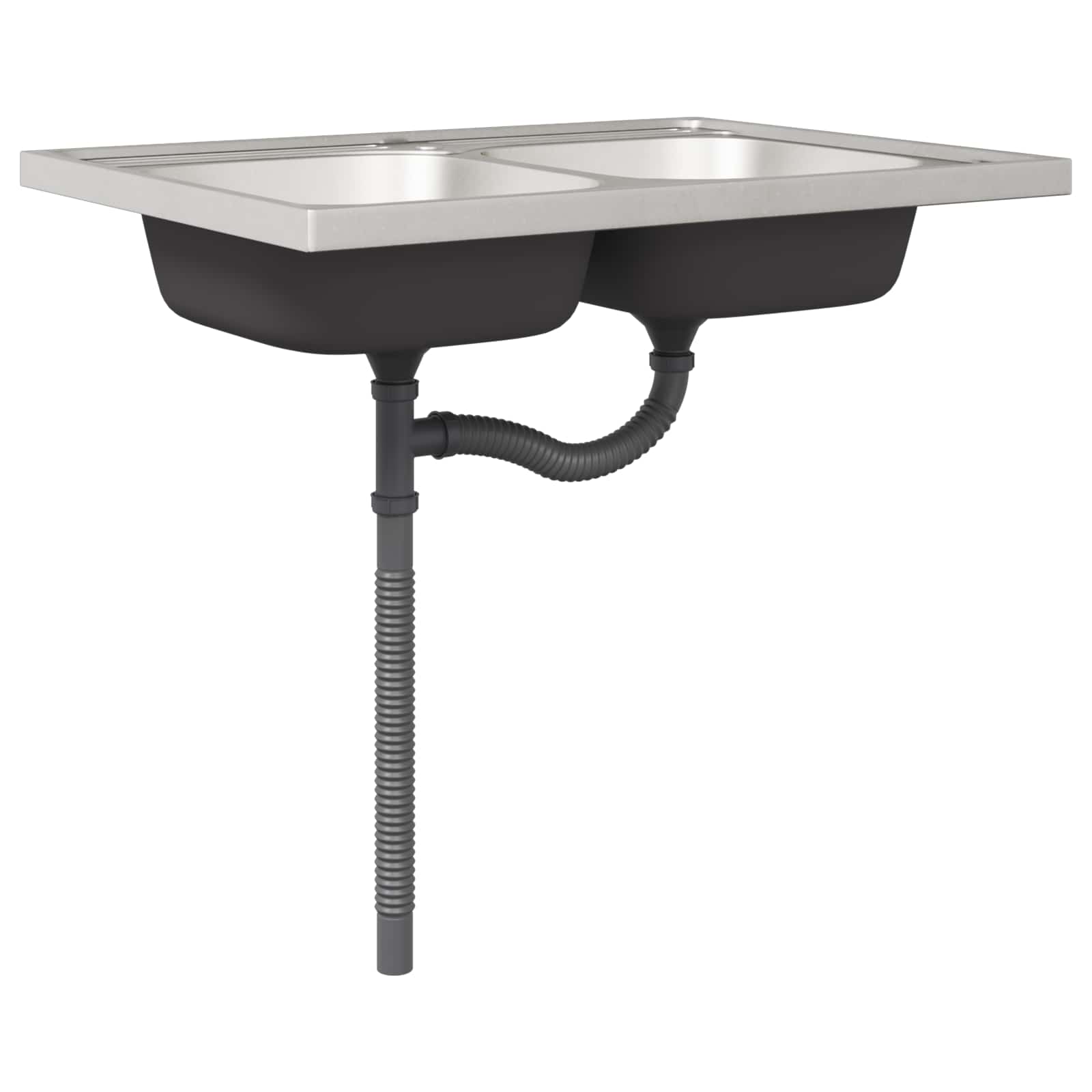 Wastafel onderkast met opslag Lucca 2 pcs Zwart Bewerkt hout is nu te koop bij PeponiXL, paradijselijk wonen!