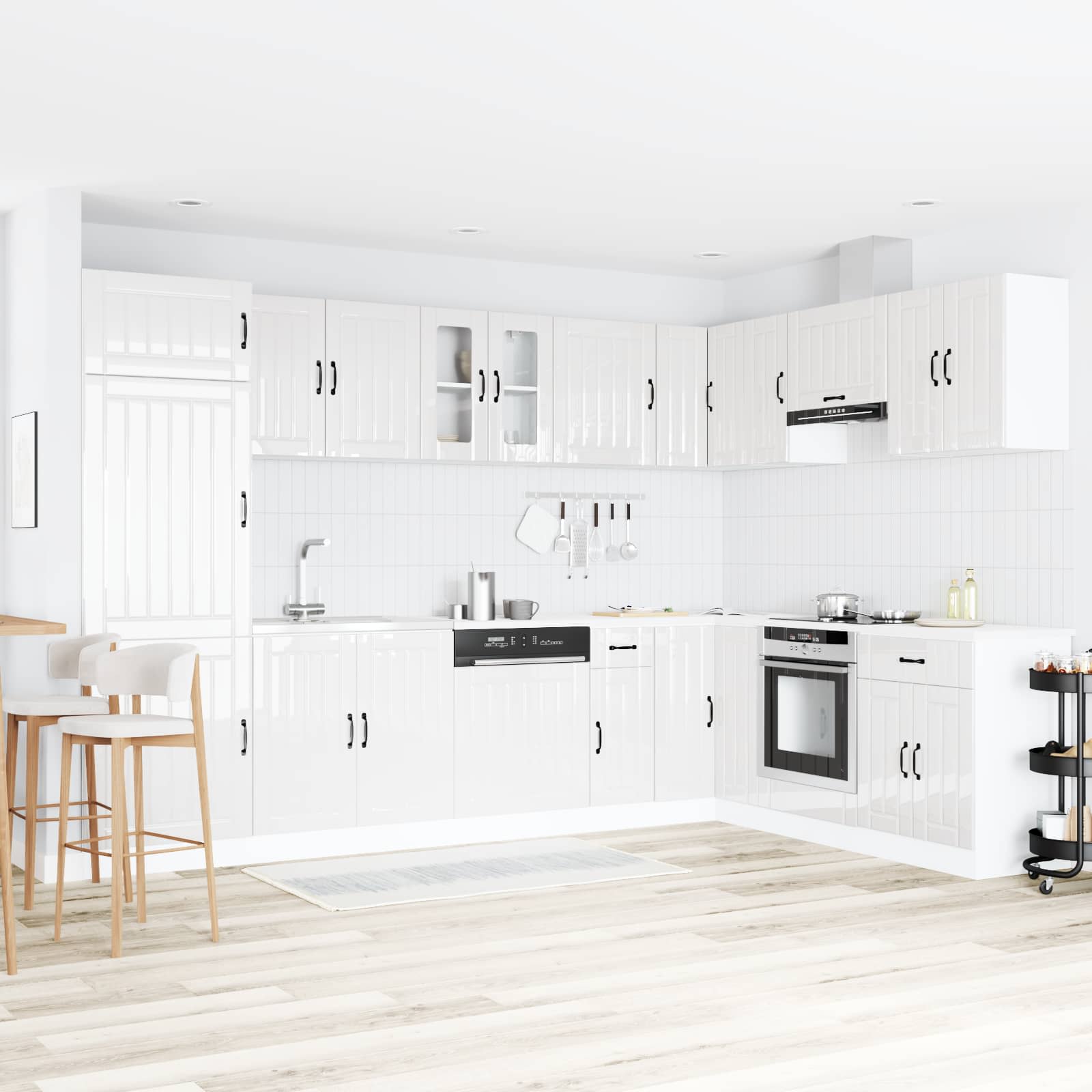 Wastafel onderkast Lucca 2 pcs Hoogglans wit Bewerkt hout is nu te koop bij PeponiXL, paradijselijk wonen!