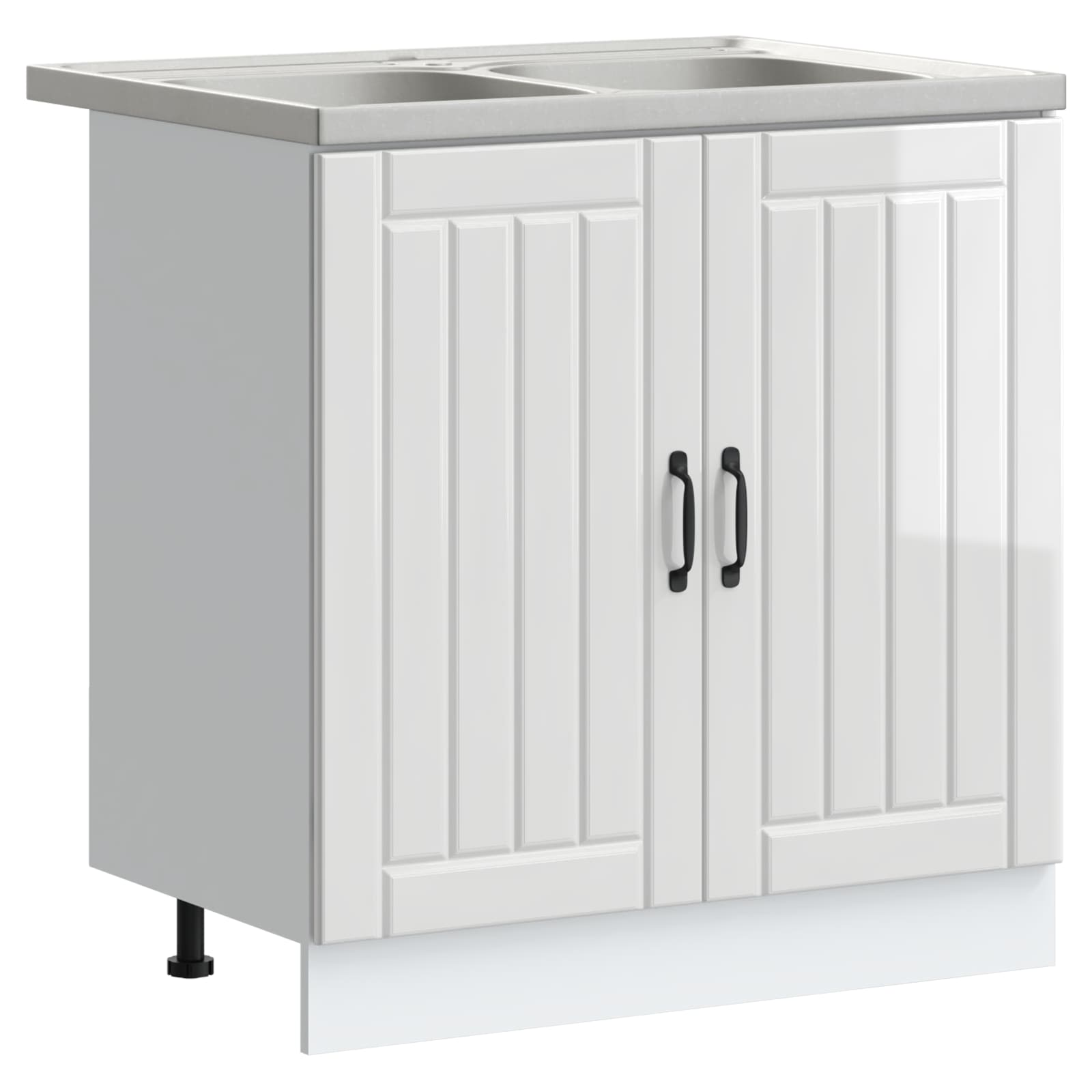 Wastafel onderkast Lucca 2 pcs Hoogglans wit Bewerkt hout is nu te koop bij PeponiXL, paradijselijk wonen!