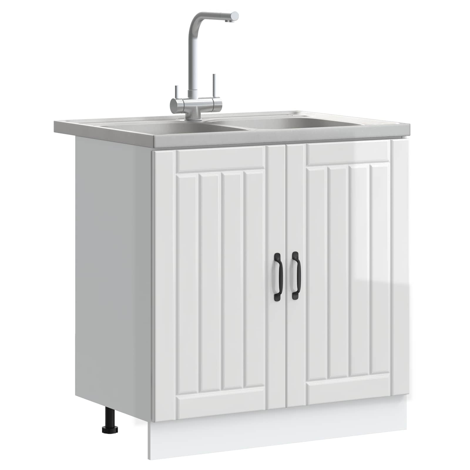 Wastafel onderkast Lucca 2 pcs Hoogglans wit Bewerkt hout is nu te koop bij PeponiXL, paradijselijk wonen!
