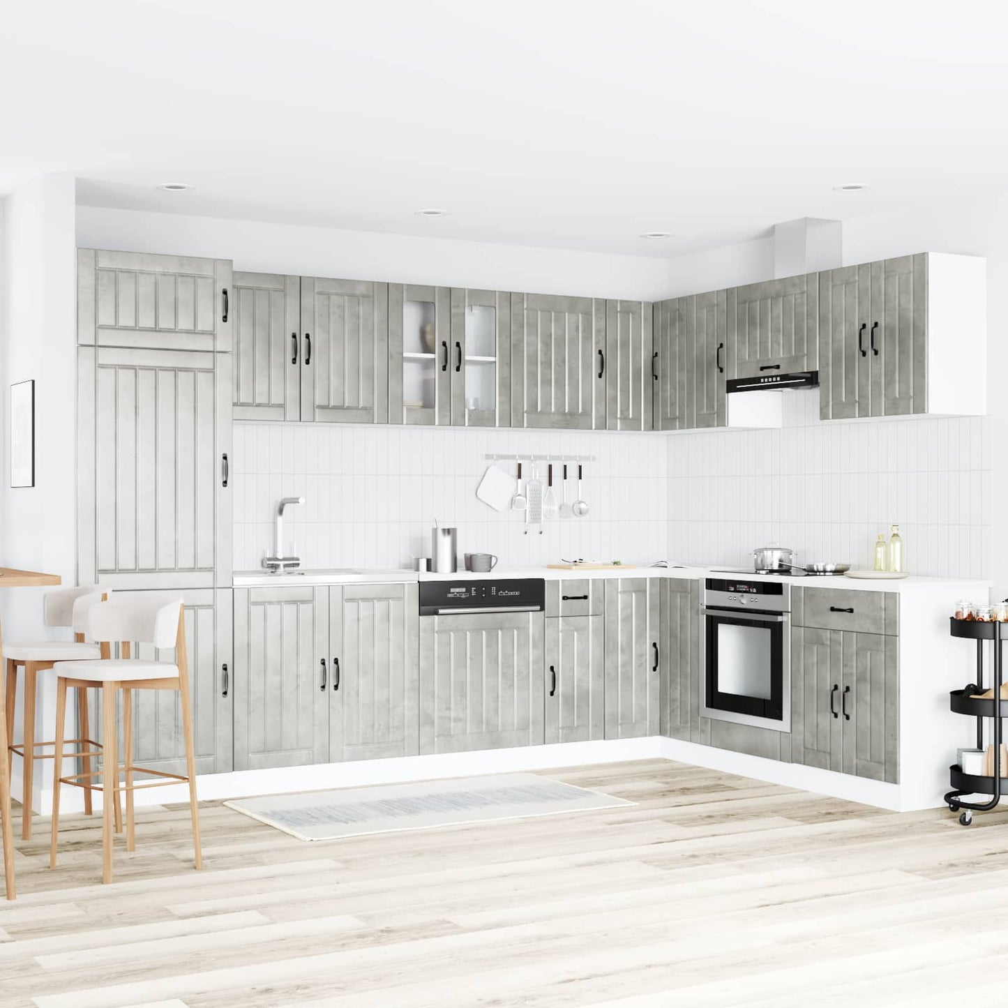Wastafel onderkast Lucca 2 pcs Beton Grijs Bewerkt hout is nu te koop bij PeponiXL, paradijselijk wonen!