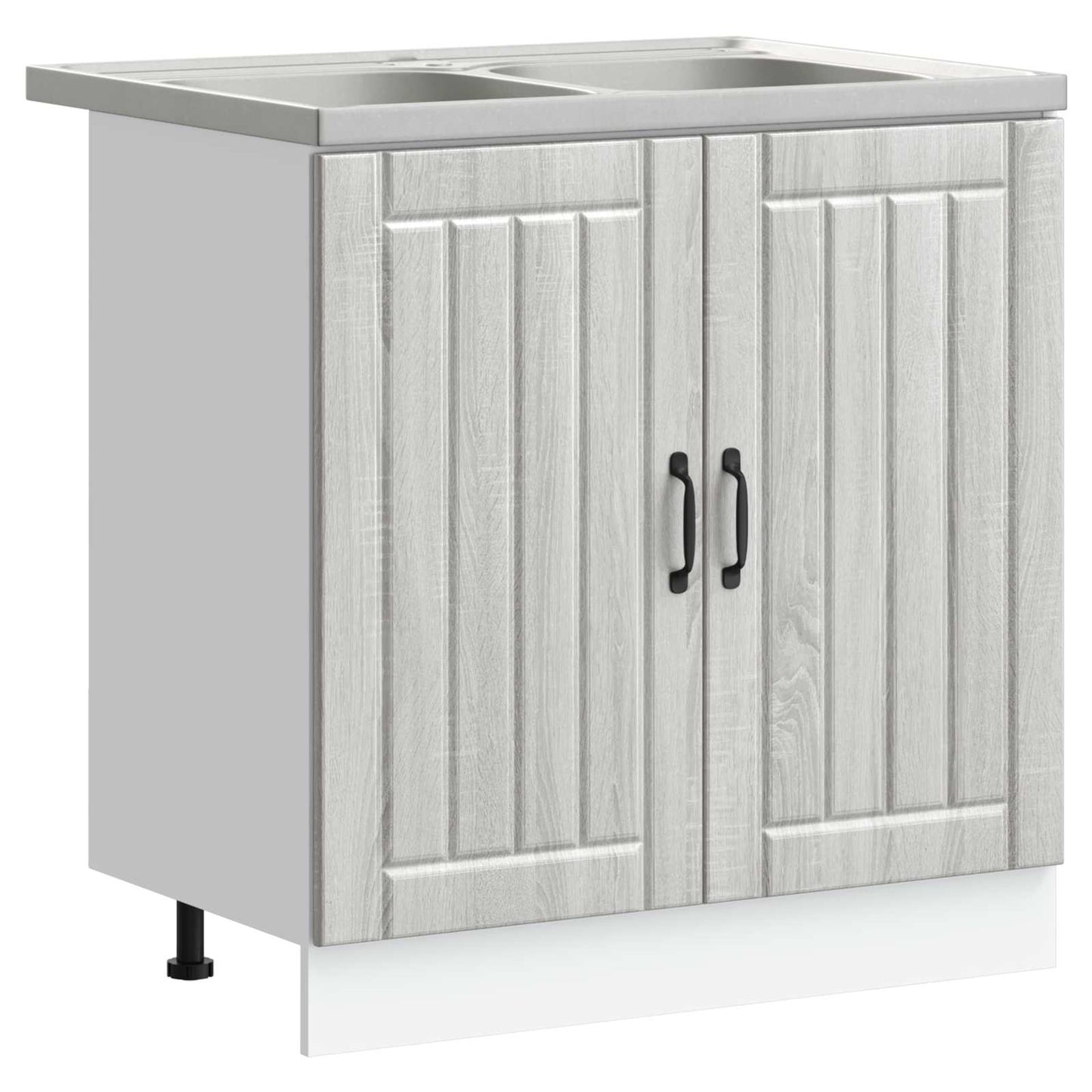 Wastafel onderkast Lucca 2 pcs Grijs Sonoma Bewerkt hout is nu te koop bij PeponiXL, paradijselijk wonen!
