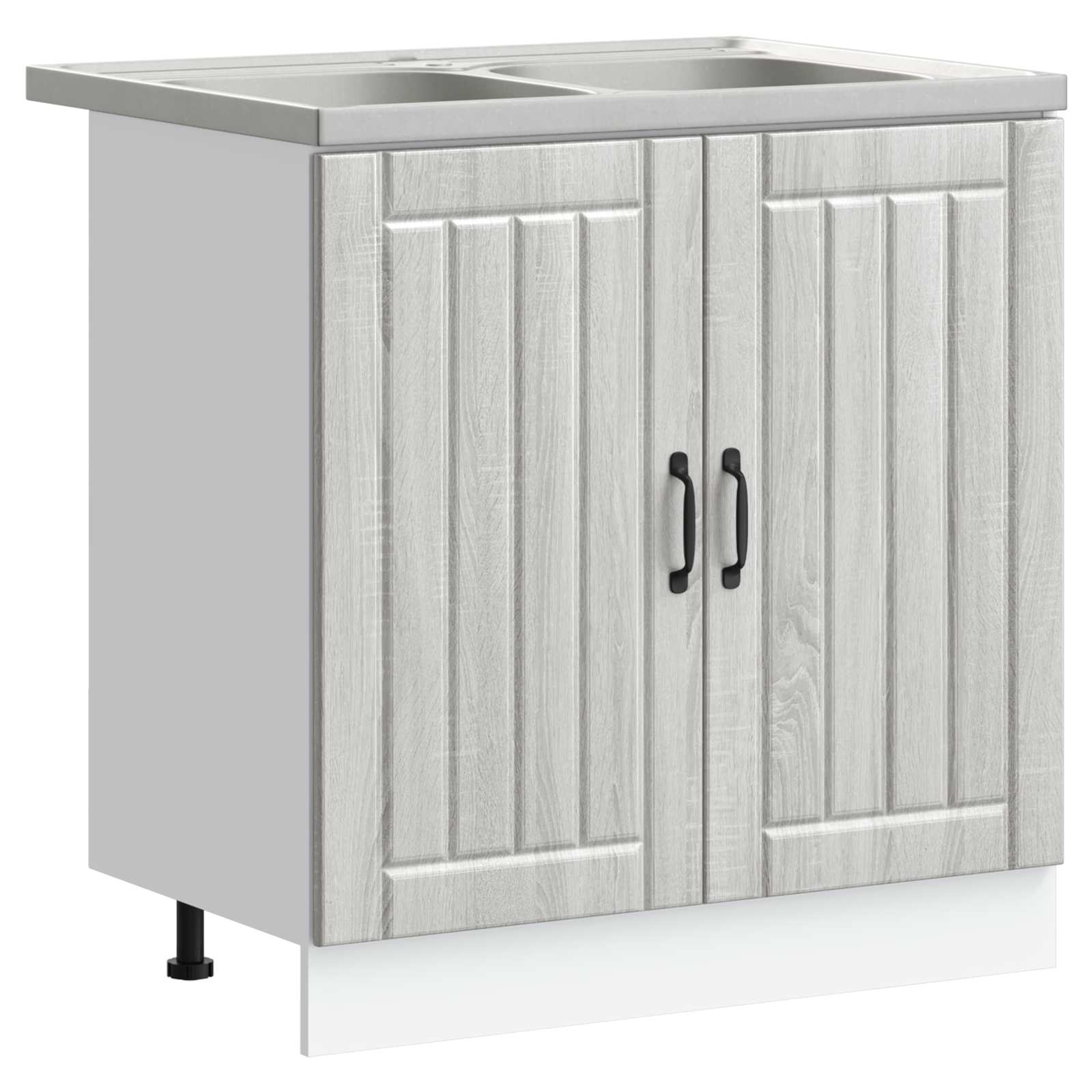 Wastafel onderkast Lucca 2 pcs Grijs Sonoma Bewerkt hout is nu te koop bij PeponiXL, paradijselijk wonen!