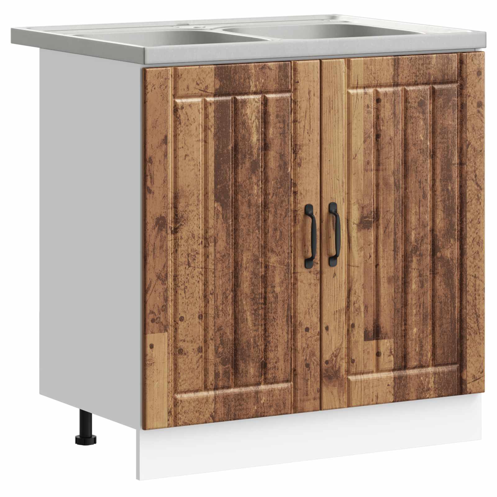 Wastafel onderkast met opslag Lucca 2 pcs Oudhout Bewerkt hout is nu te koop bij PeponiXL, paradijselijk wonen!