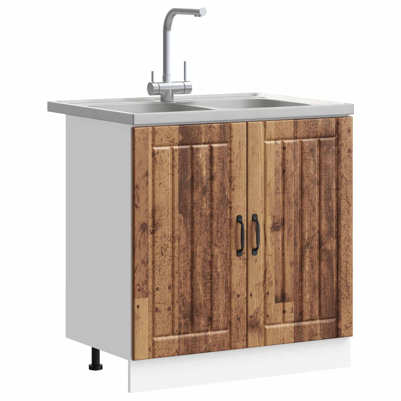 Wastafel onderkast met opslag Lucca 2 pcs Oudhout Bewerkt hout is nu te koop bij PeponiXL, paradijselijk wonen!
