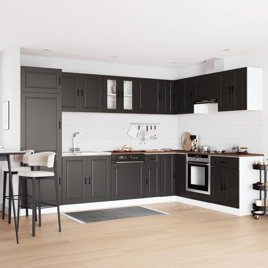 Wastafel onderkast met opslag Porto 2 pcs Zwart Bewerkt hout is nu te koop bij PeponiXL, paradijselijk wonen!