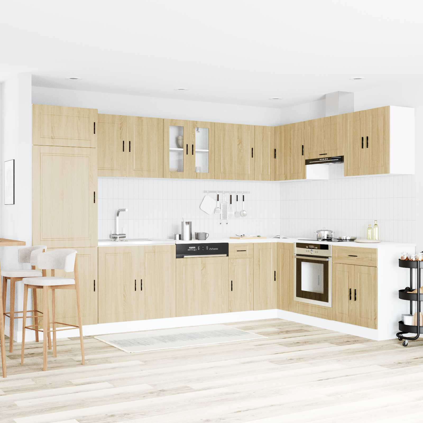 Wastafel onderkast met opslag Porto 2 pcs Bruin Bewerkt hout is nu te koop bij PeponiXL, paradijselijk wonen!