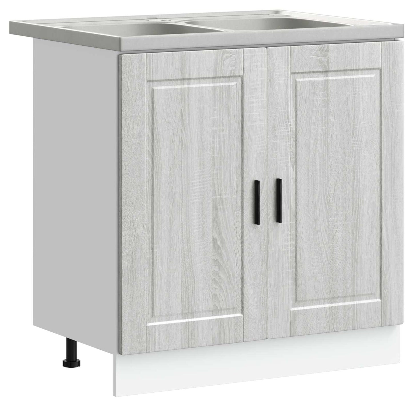 Wastafel onderkast met opslag Porto 2 pcs Grijs Bewerkt hout is nu te koop bij PeponiXL, paradijselijk wonen!