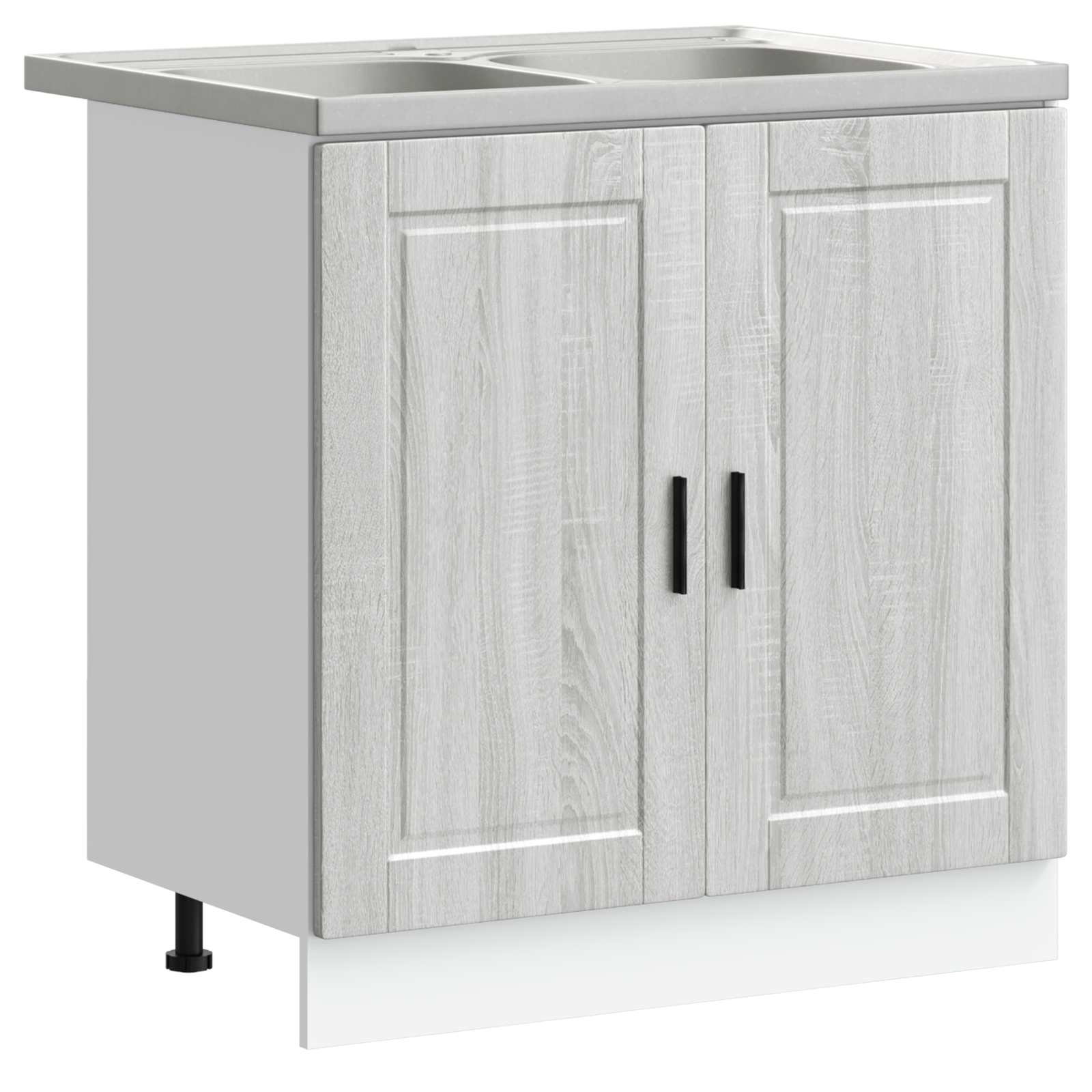 Wastafel onderkast met opslag Porto 2 pcs Grijs Bewerkt hout is nu te koop bij PeponiXL, paradijselijk wonen!