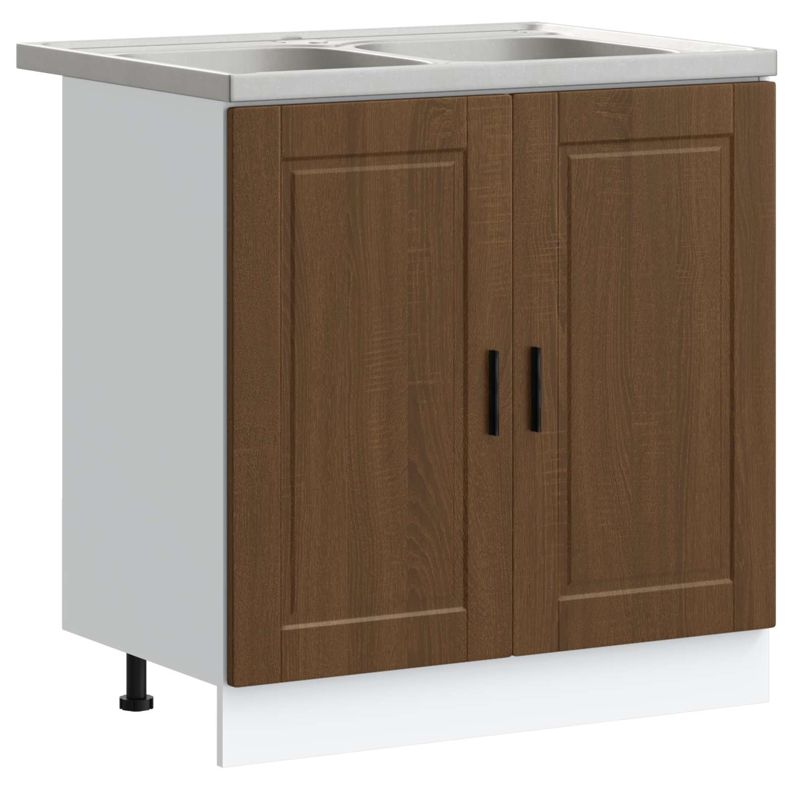 Wastafel onderkast met opslag Porto 2 pcs Bruin Bewerkt hout is nu te koop bij PeponiXL, paradijselijk wonen!