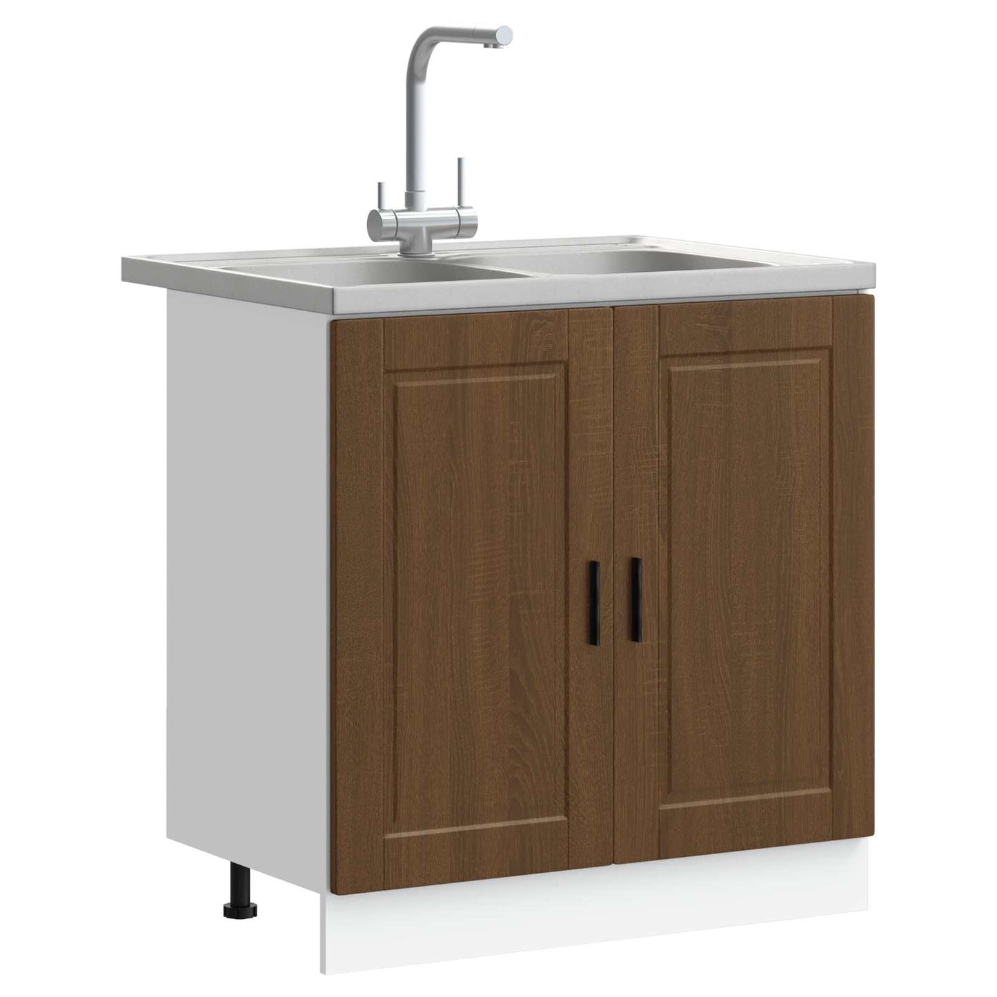 Wastafel onderkast met opslag Porto 2 pcs Bruin Bewerkt hout is nu te koop bij PeponiXL, paradijselijk wonen!