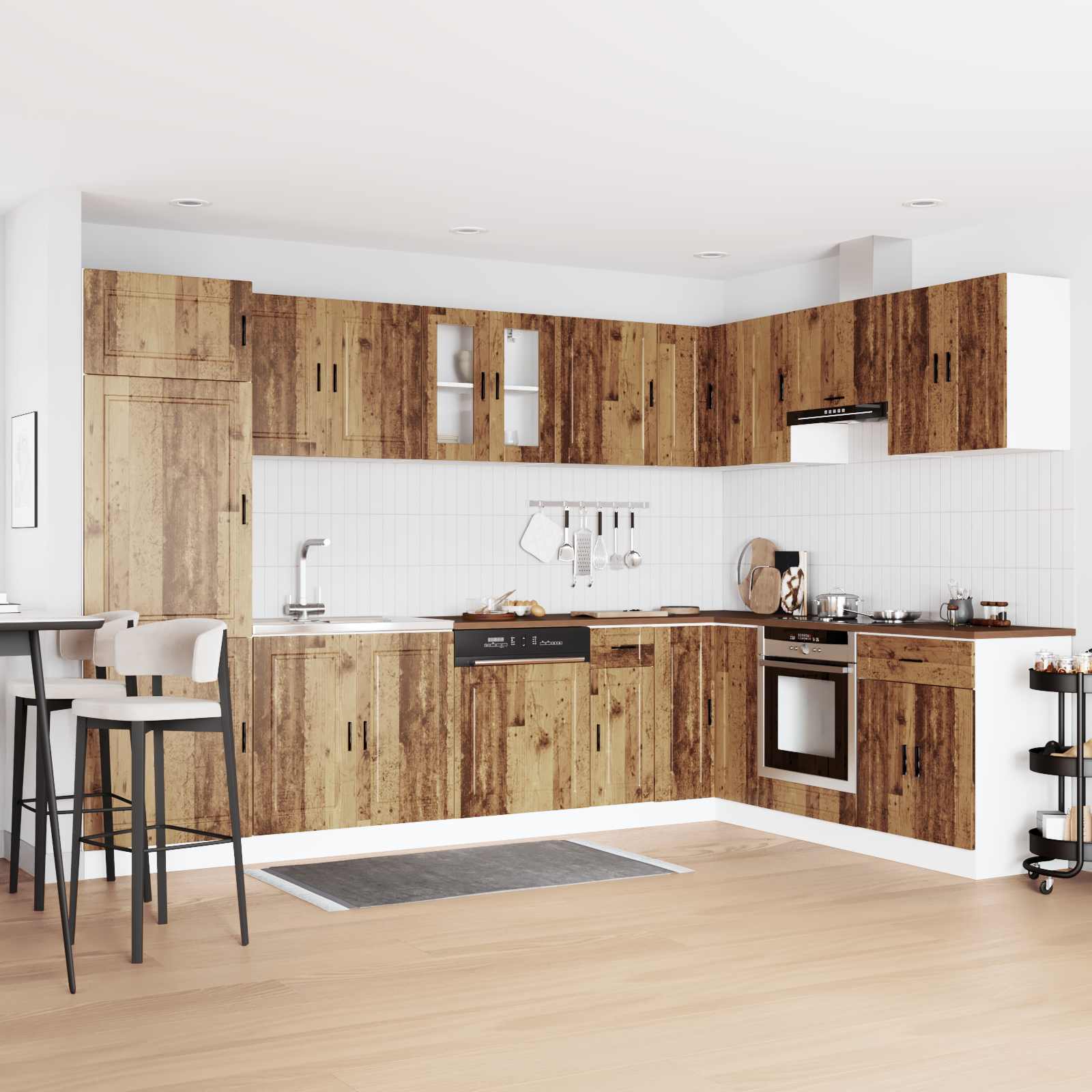 Wastafel onderkast met opslag Porto 2 pcs Bruin Bewerkt hout is nu te koop bij PeponiXL, paradijselijk wonen!