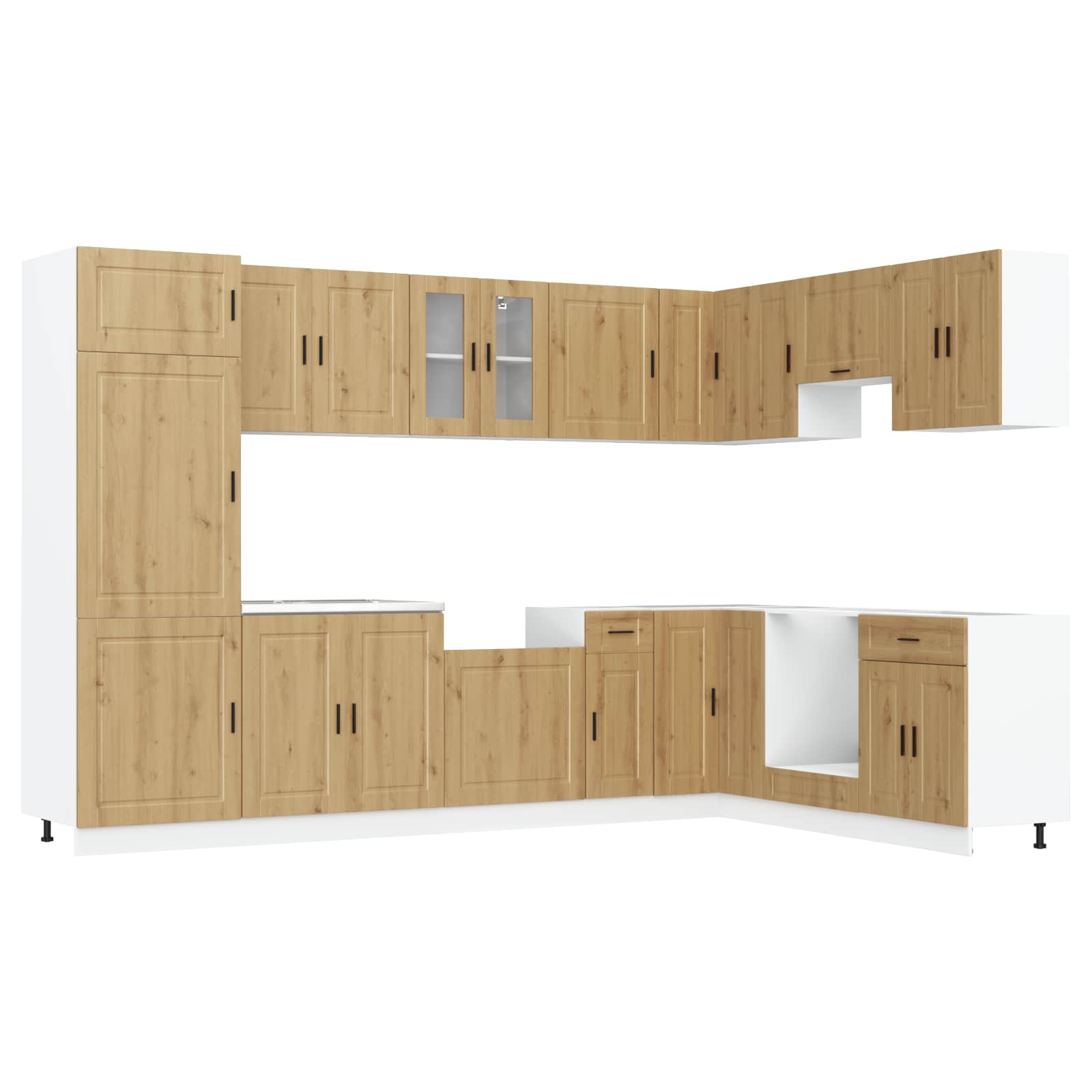 Wastafel onderkast met opslag Porto 2 pcs Bruin Bewerkt hout is nu te koop bij PeponiXL, paradijselijk wonen!