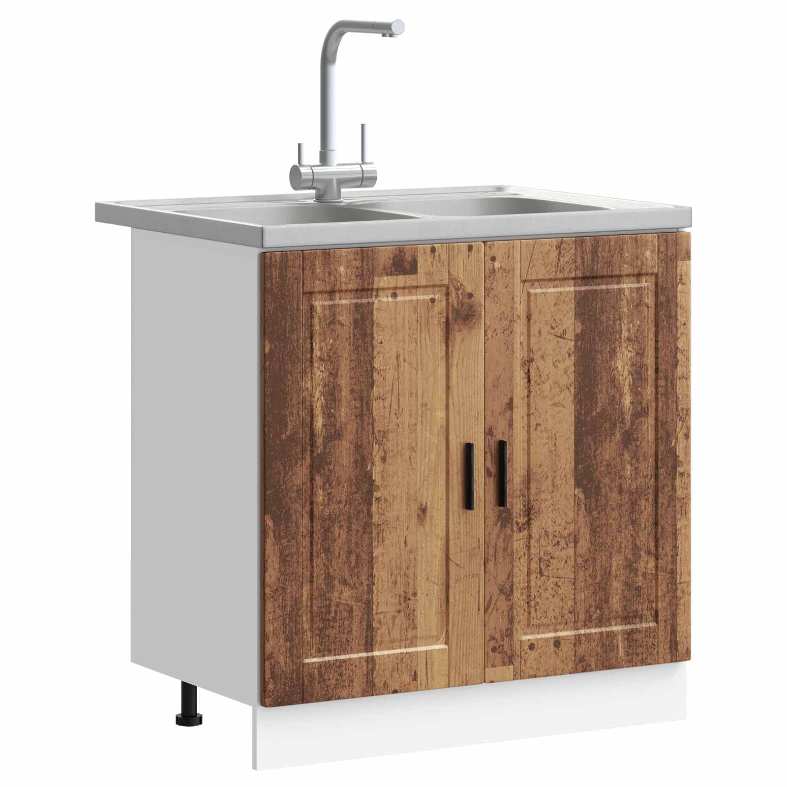 Wastafel onderkast met opslag Porto 2 pcs Bruin Bewerkt hout is nu te koop bij PeponiXL, paradijselijk wonen!