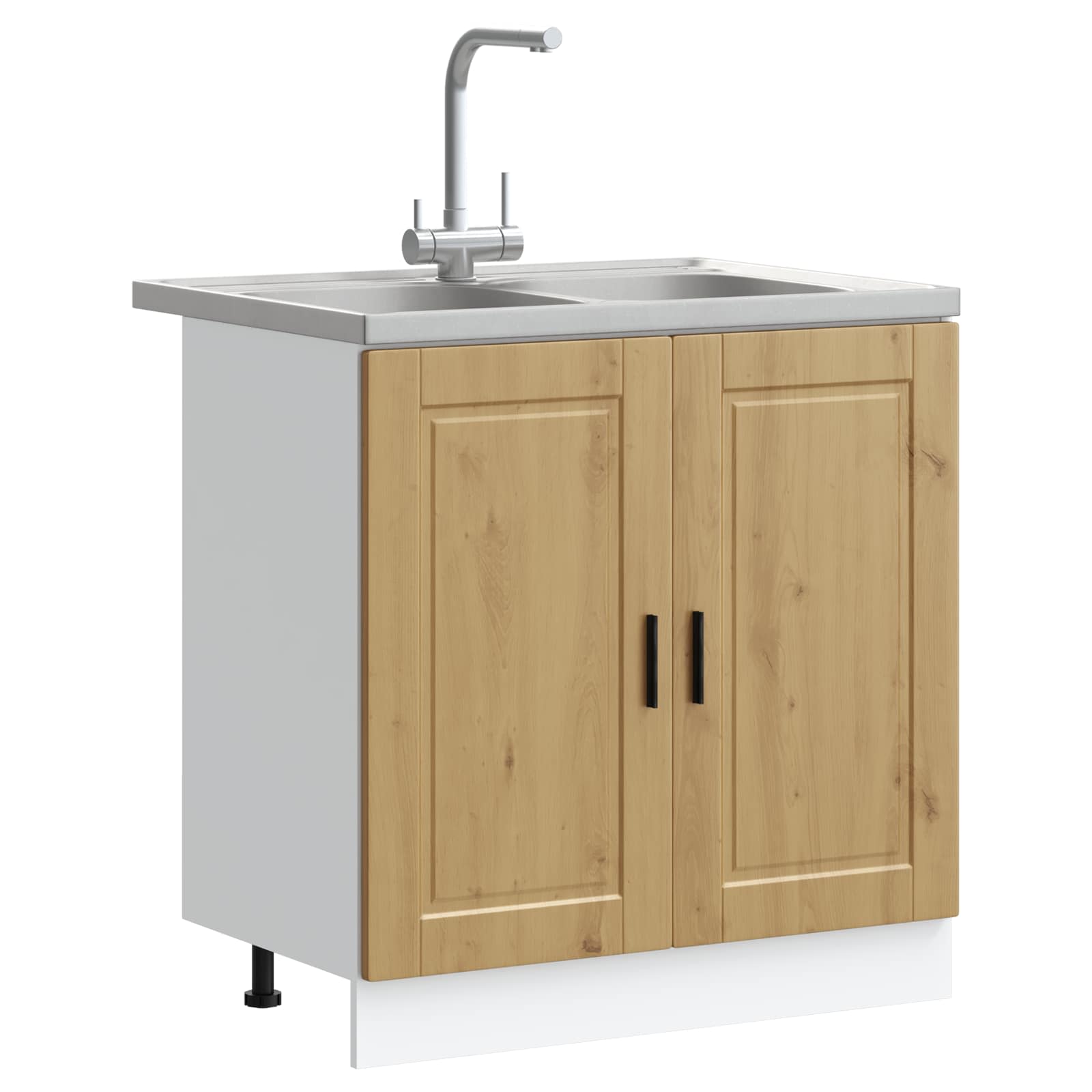 Wastafel onderkast met opslag Porto 2 pcs Bruin Bewerkt hout is nu te koop bij PeponiXL, paradijselijk wonen!