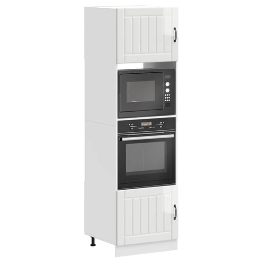 Ovenkasten 2 st Lucca bewerkt hout glanzend wit is nu te koop bij PeponiXL, paradijselijk wonen!
