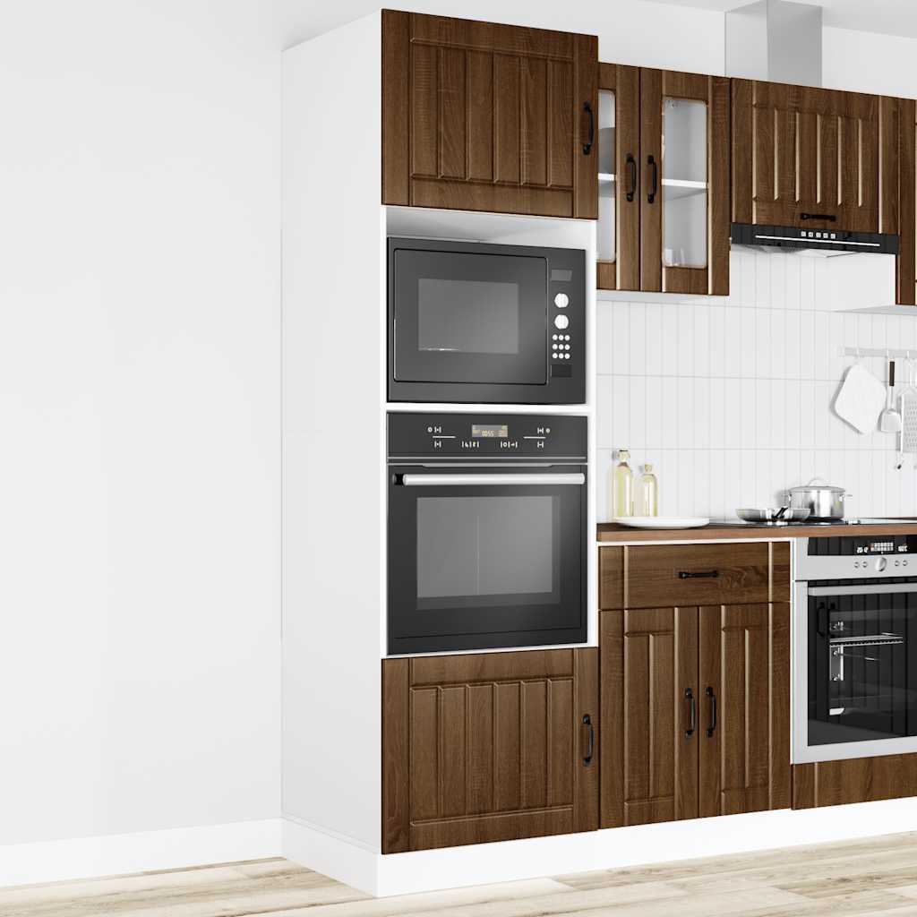 Ovenkasten 2 st Lucca bewerkt hout bruin eikenkleur is nu te koop bij PeponiXL, paradijselijk wonen!