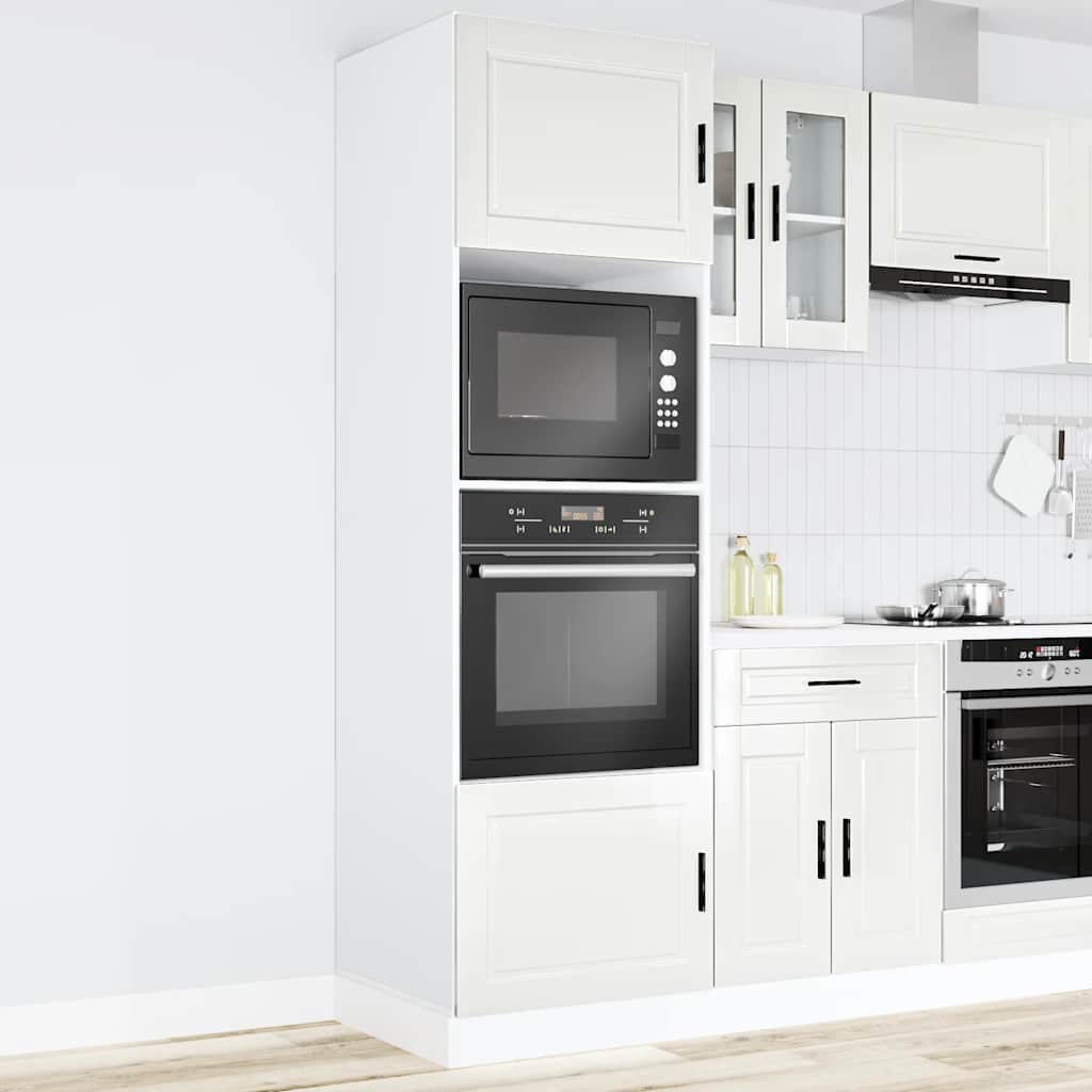 Ovenkasten 2 st Porto bewerkt hout glanzend wit is nu te koop bij PeponiXL, paradijselijk wonen!