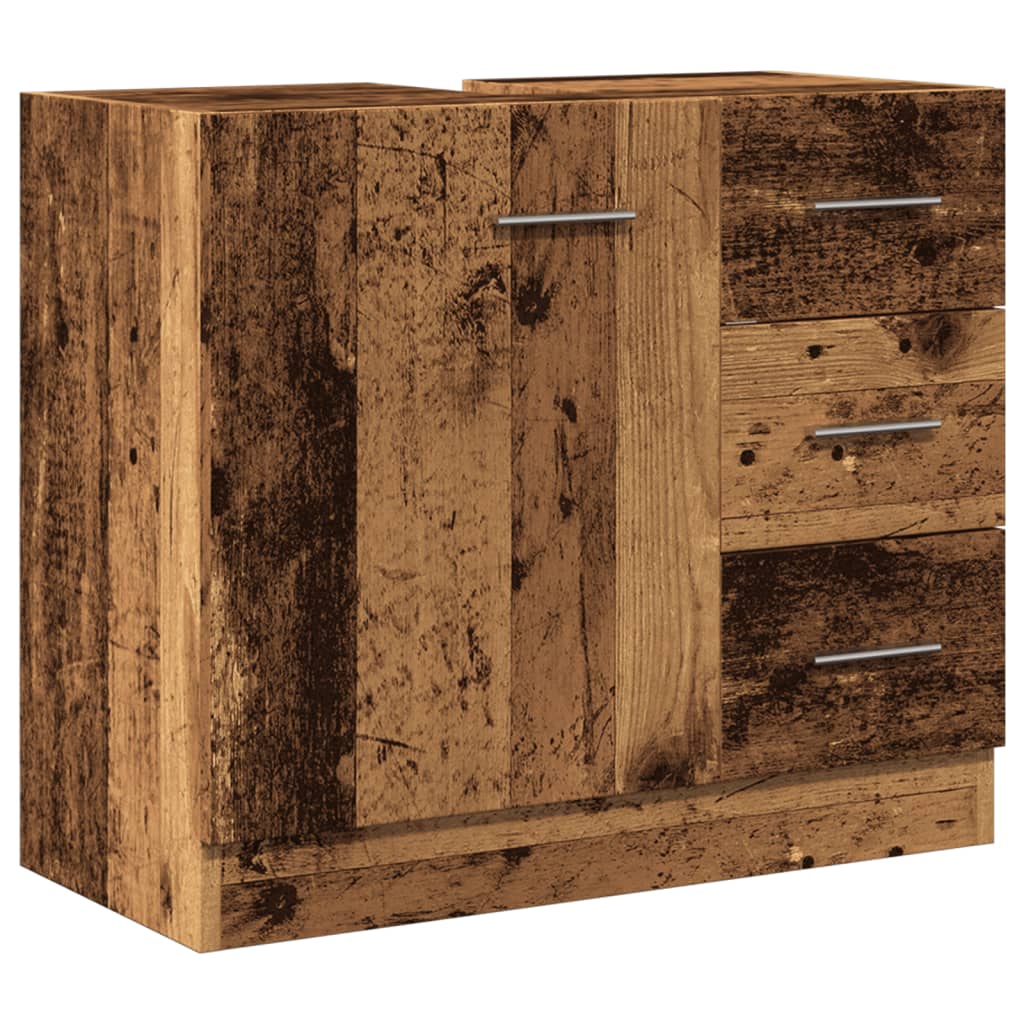 Wastafelkast 63x30x54 cm bewerkt hout oud houtkleurig is nu te koop bij PeponiXL, paradijselijk wonen!