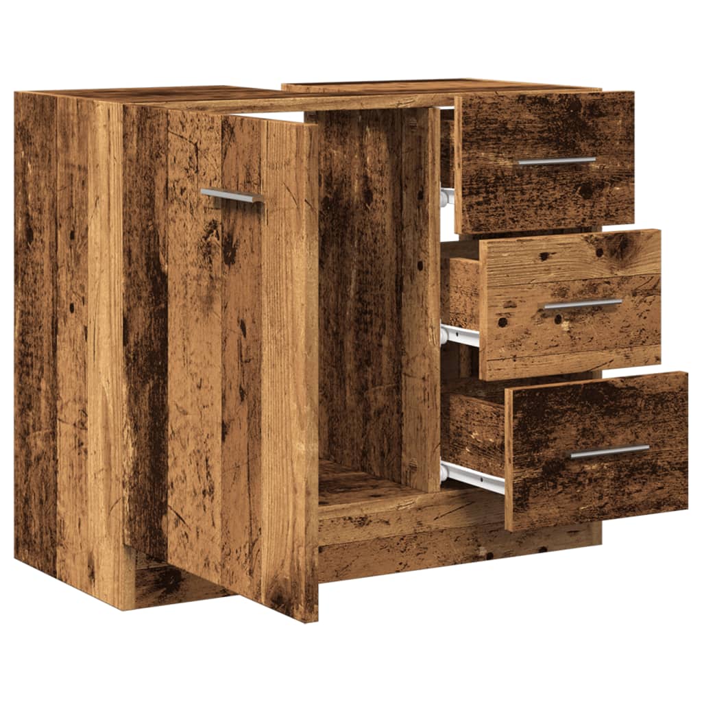 Wastafelkast 63x30x54 cm bewerkt hout oud houtkleurig is nu te koop bij PeponiXL, paradijselijk wonen!