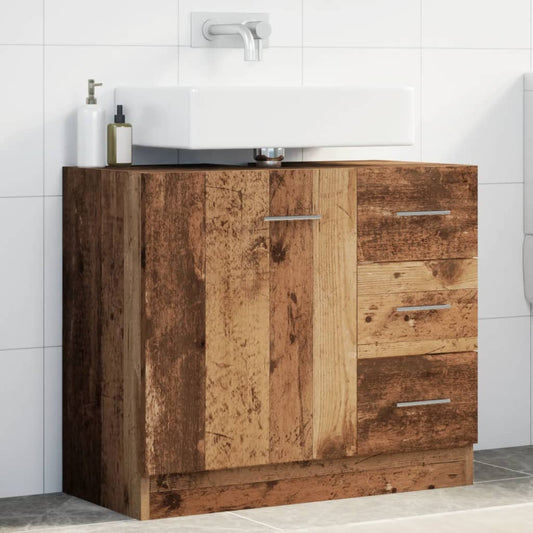 Wastafelkast 63x30x54 cm bewerkt hout oud houtkleurig is nu te koop bij PeponiXL, paradijselijk wonen!