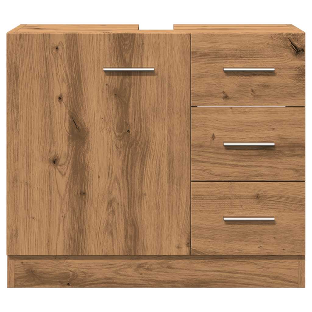 Wastafelkast 63x30x54 cm bewerkt hout artisanaal eikenkleur is nu te koop bij PeponiXL, paradijselijk wonen!