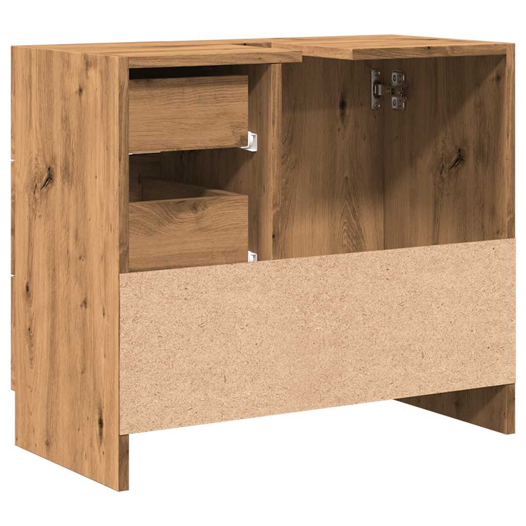 Wastafelkast 63x30x54 cm bewerkt hout artisanaal eikenkleur is nu te koop bij PeponiXL, paradijselijk wonen!