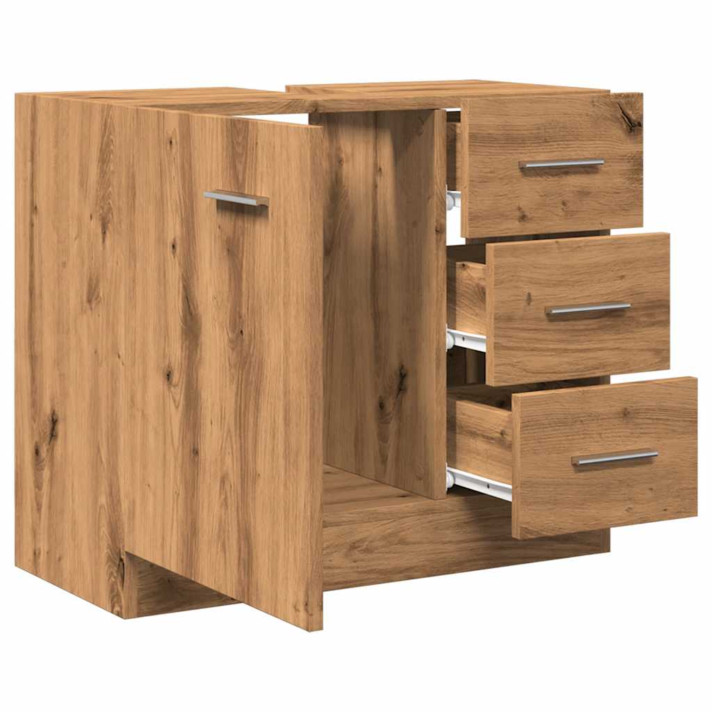 Wastafelkast 63x30x54 cm bewerkt hout artisanaal eikenkleur is nu te koop bij PeponiXL, paradijselijk wonen!