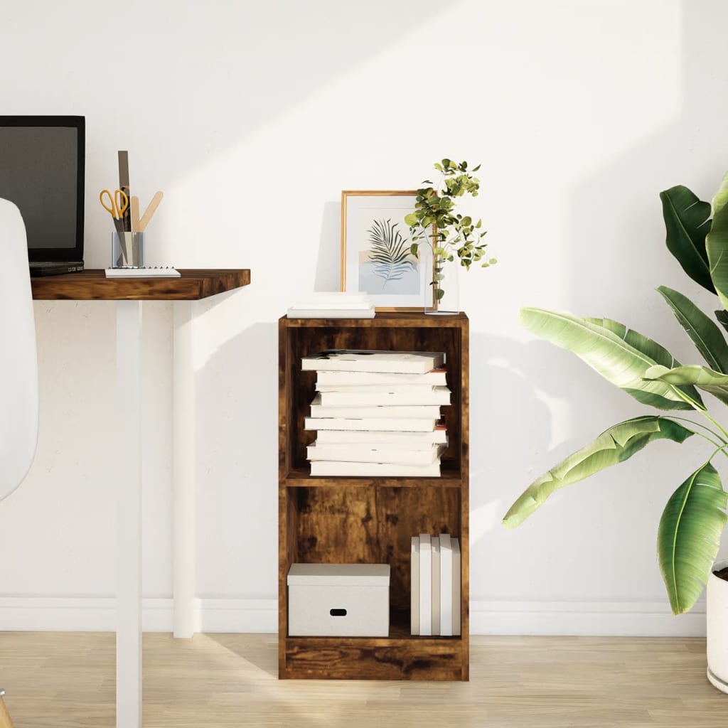 Boekenkast 40x24x76 cm bewerkt hout gerookt eikenkleurig is nu te koop bij PeponiXL, paradijselijk wonen!