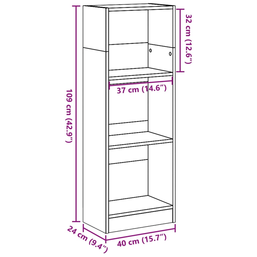 Boekenkast 40x24x109 cm bewerkt hout gerookt eikenkleurig is nu te koop bij PeponiXL, paradijselijk wonen!
