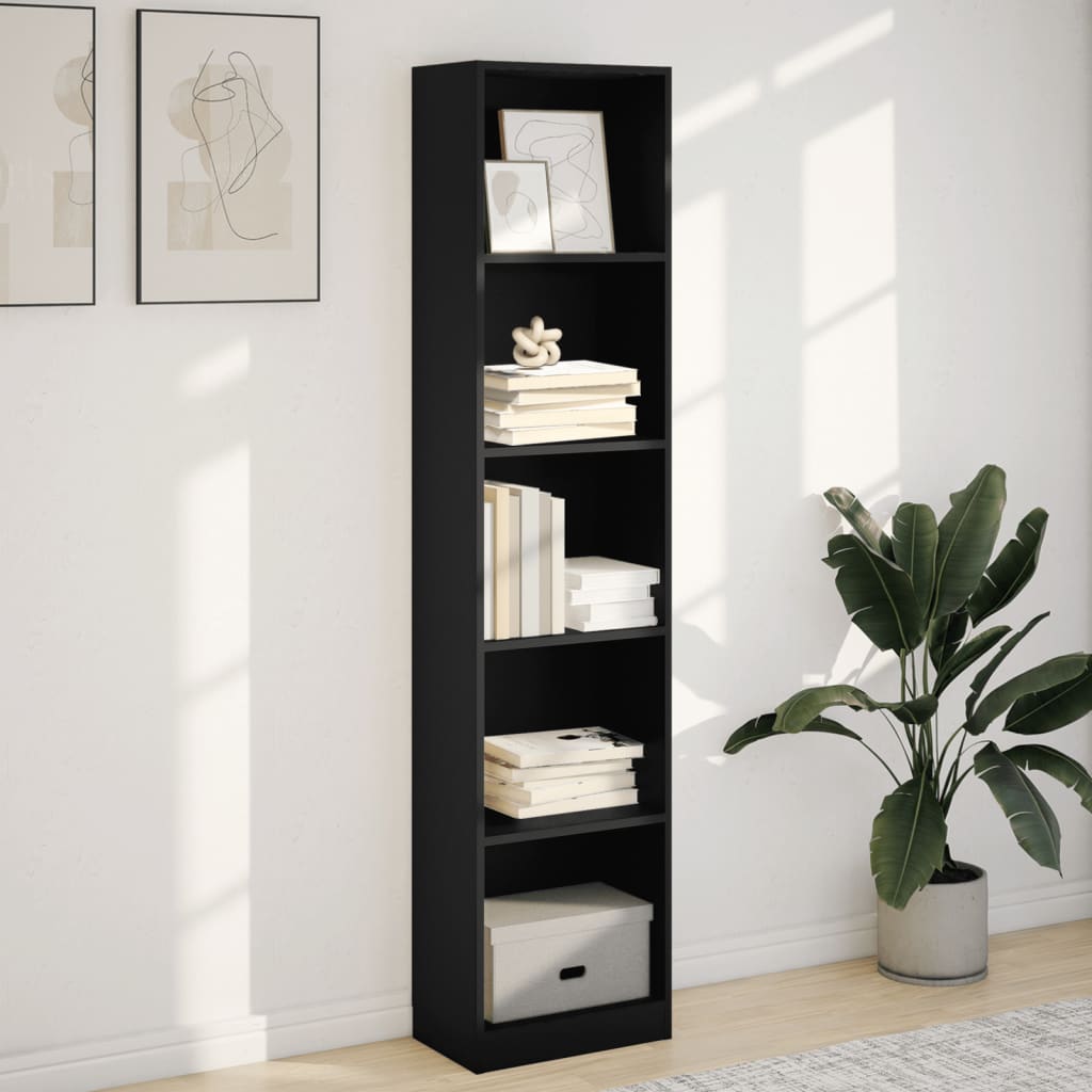 Boekenkast 40x24x176 cm bewerkt hout zwart is nu te koop bij PeponiXL, paradijselijk wonen!