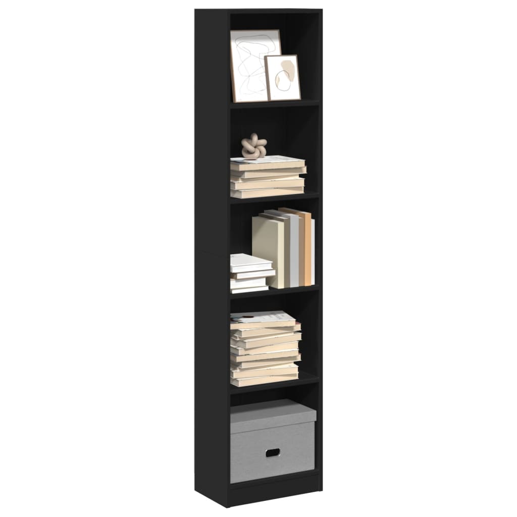 Boekenkast 40x24x176 cm bewerkt hout zwart is nu te koop bij PeponiXL, paradijselijk wonen!