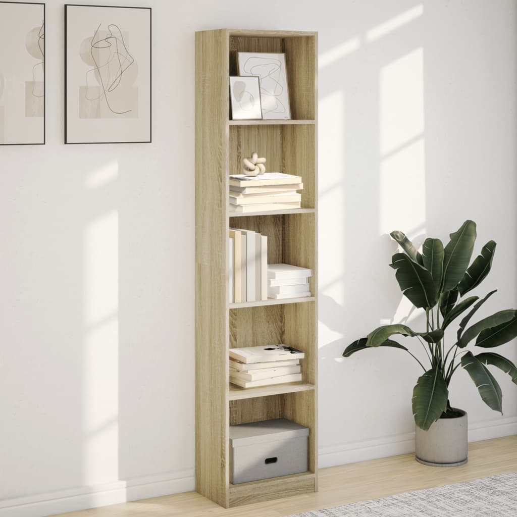 Boekenkast 40x24x176 cm bewerkt hout sonoma eikenkleurig is nu te koop bij PeponiXL, paradijselijk wonen!