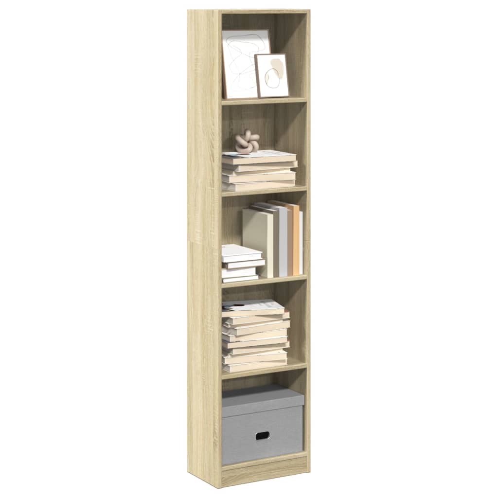 Boekenkast 40x24x176 cm bewerkt hout sonoma eikenkleurig is nu te koop bij PeponiXL, paradijselijk wonen!