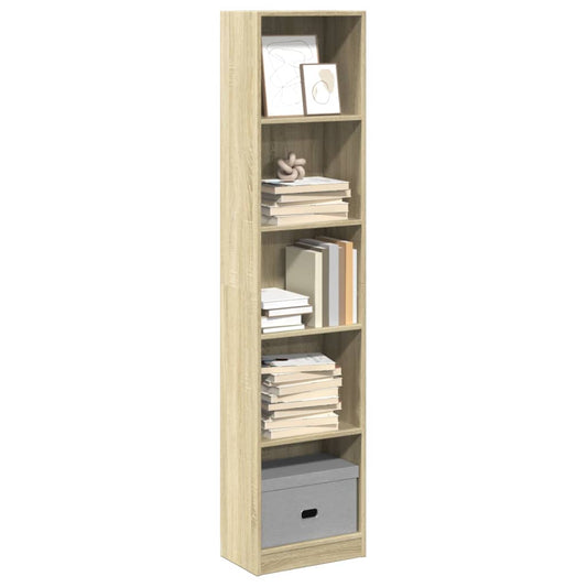 Boekenkast 40x24x176 cm bewerkt hout sonoma eikenkleurig is nu te koop bij PeponiXL, paradijselijk wonen!