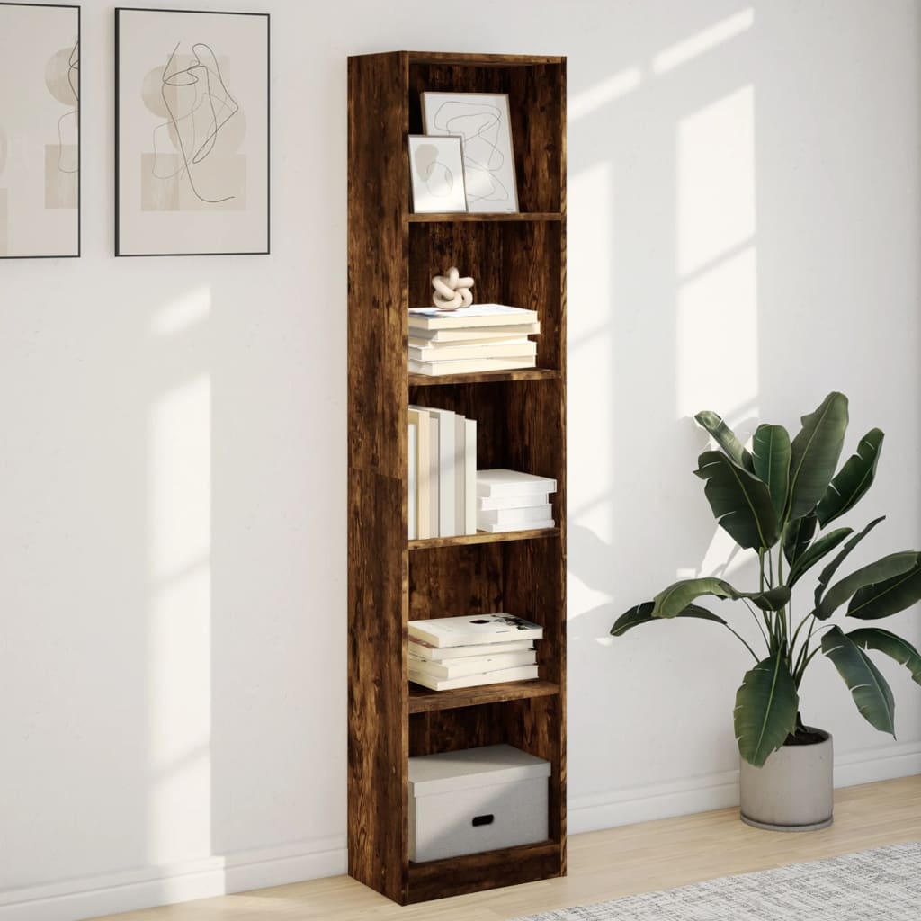 Boekenkast 40x24x176 cm bewerkt hout gerookt eikenkleurig is nu te koop bij PeponiXL, paradijselijk wonen!