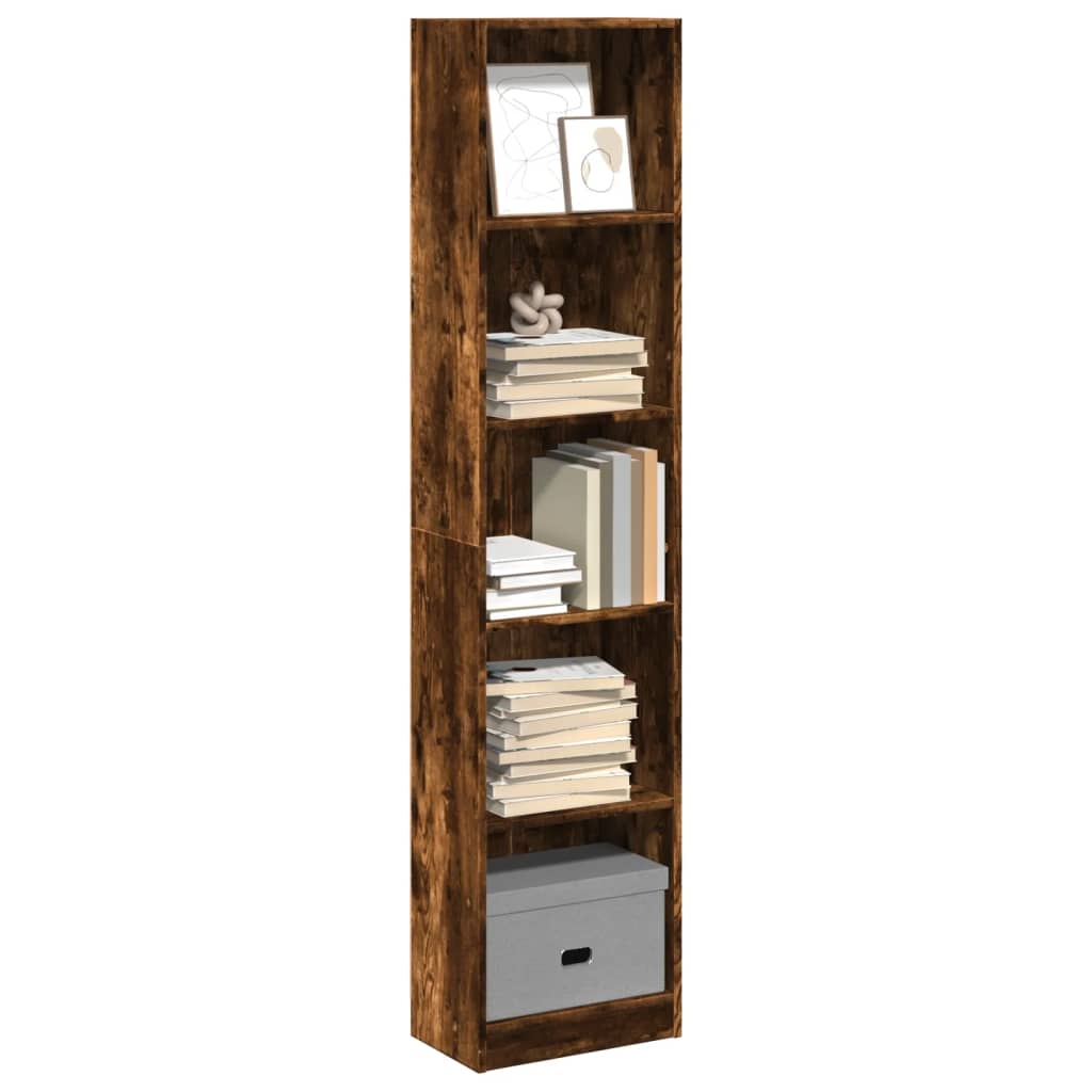 Boekenkast 40x24x176 cm bewerkt hout gerookt eikenkleurig is nu te koop bij PeponiXL, paradijselijk wonen!