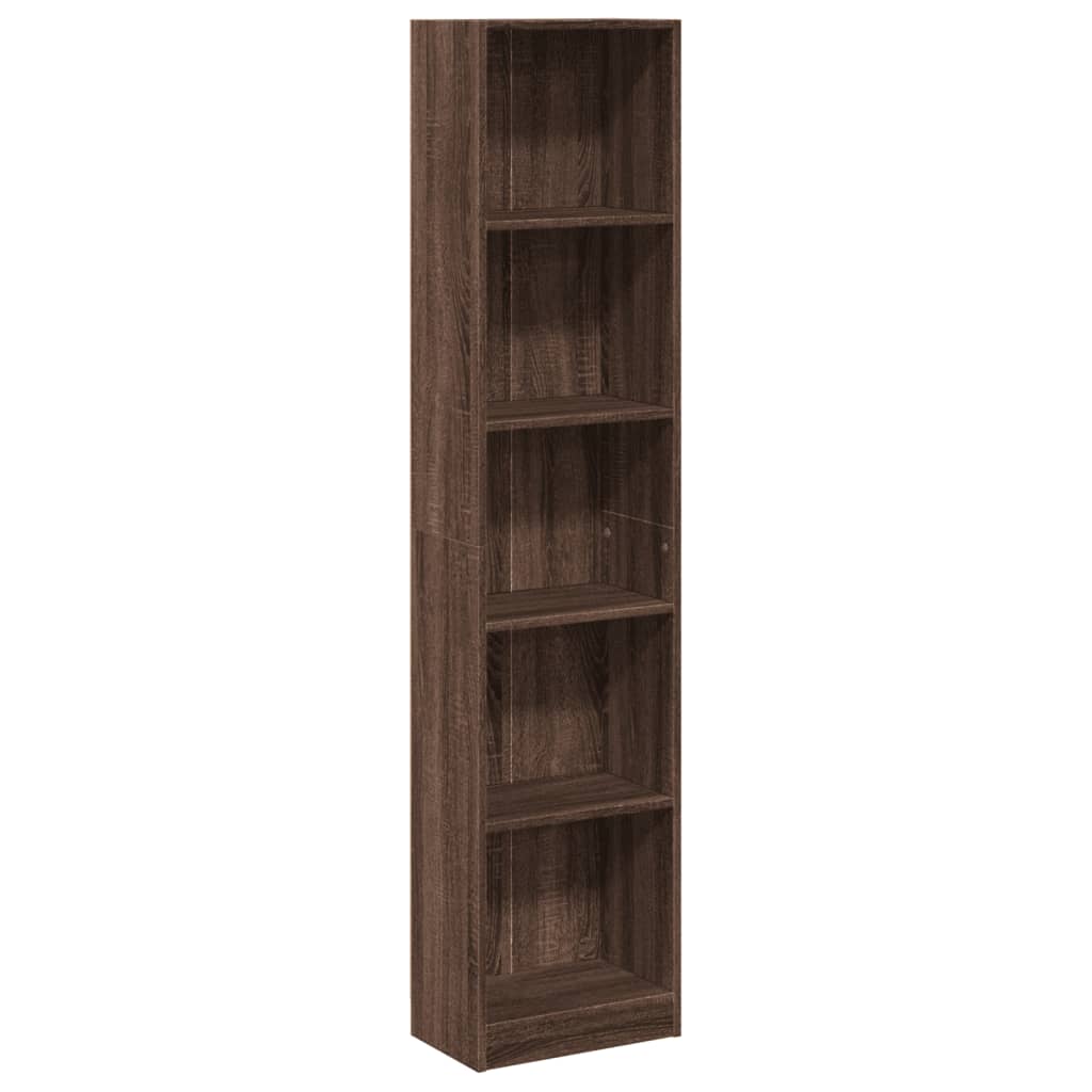 Boekenkast 40x24x176 cm bewerkt hout bruin eikenkleurig is nu te koop bij PeponiXL, paradijselijk wonen!