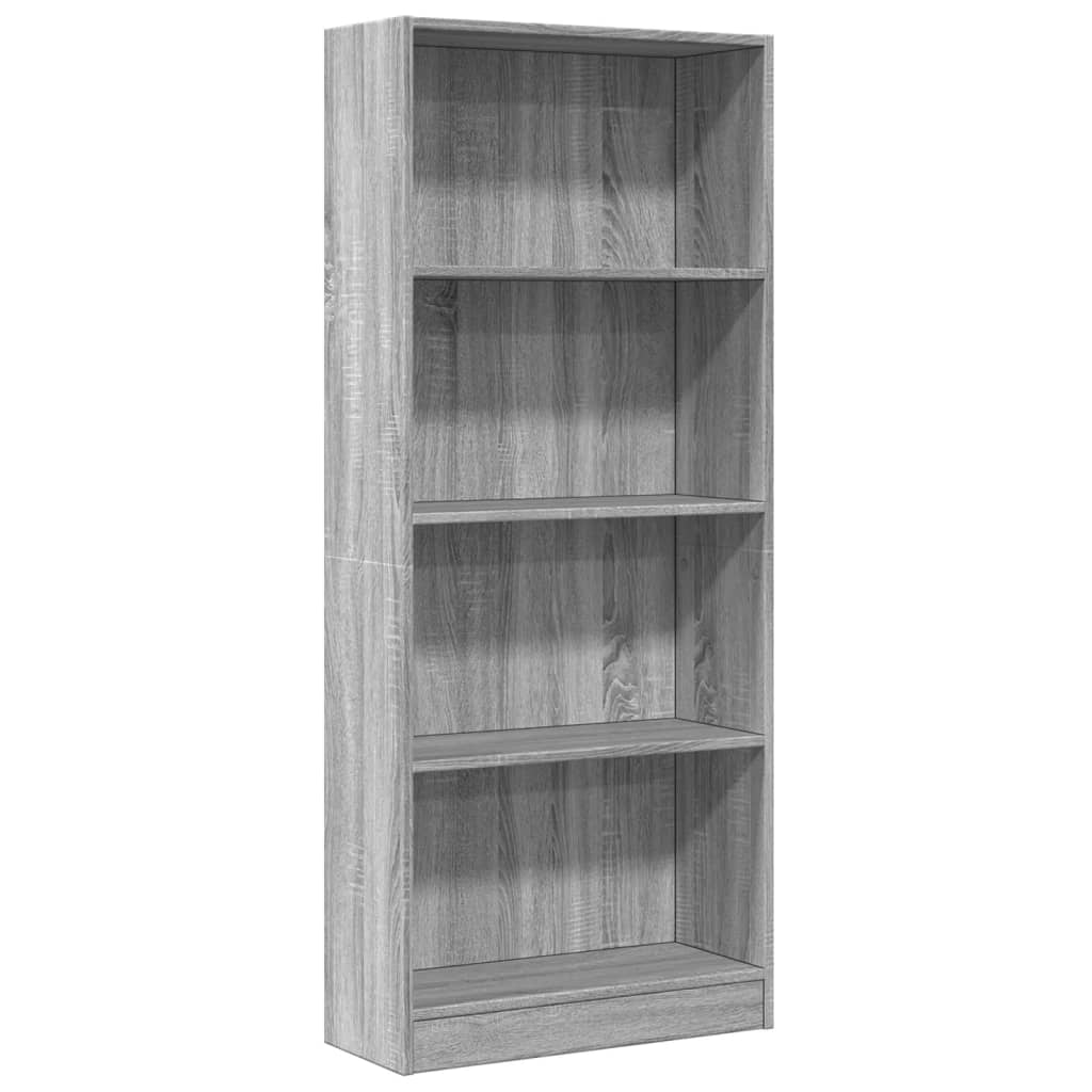Boekenkast 60x24x143 cm bewerkt hout grijs sonoma eikenkleurig is nu te koop bij PeponiXL, paradijselijk wonen!