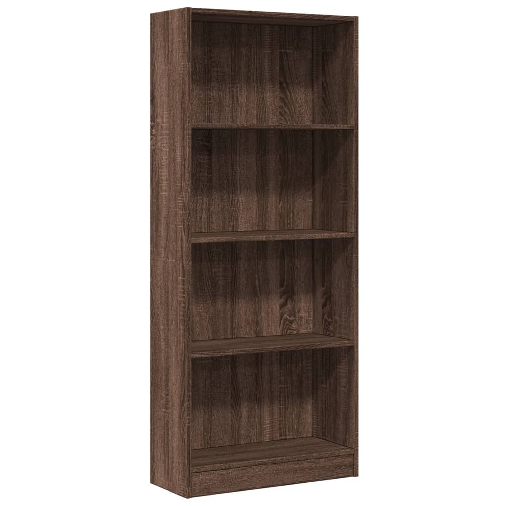 Boekenkast 60x24x143 cm bewerkt hout bruin eikenkleur is nu te koop bij PeponiXL, paradijselijk wonen!