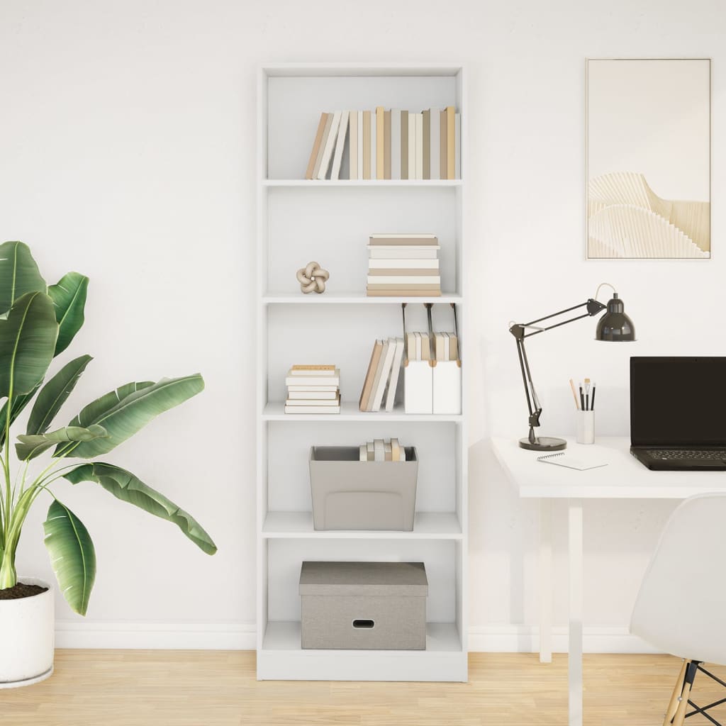 Boekenkast Wit 60x24x176 cm Bewerkt Hout is nu te koop bij PeponiXL, paradijselijk wonen!