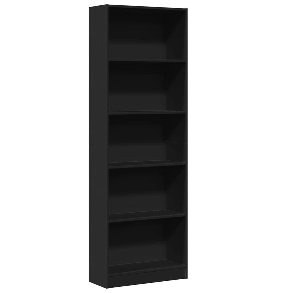 Boekenkast 60x24x176 cm bewerkt hout zwart is nu te koop bij PeponiXL, paradijselijk wonen!