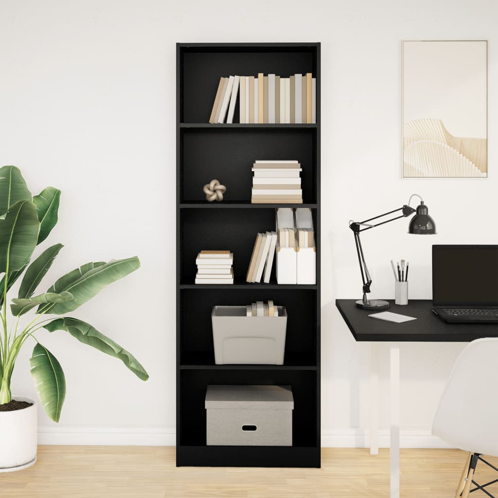 Boekenkast 60x24x176 cm bewerkt hout zwart is nu te koop bij PeponiXL, paradijselijk wonen!