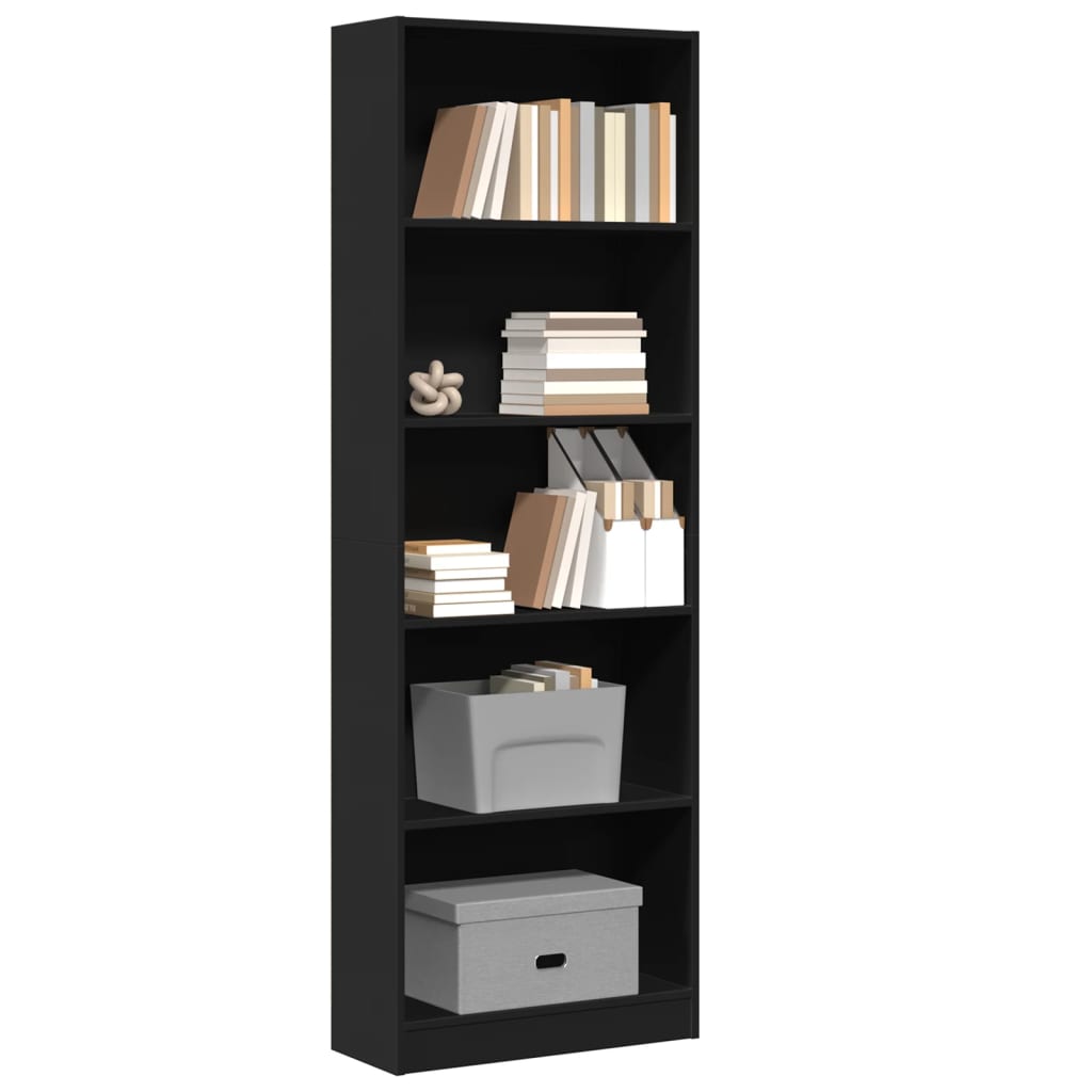 Boekenkast 60x24x176 cm bewerkt hout zwart is nu te koop bij PeponiXL, paradijselijk wonen!