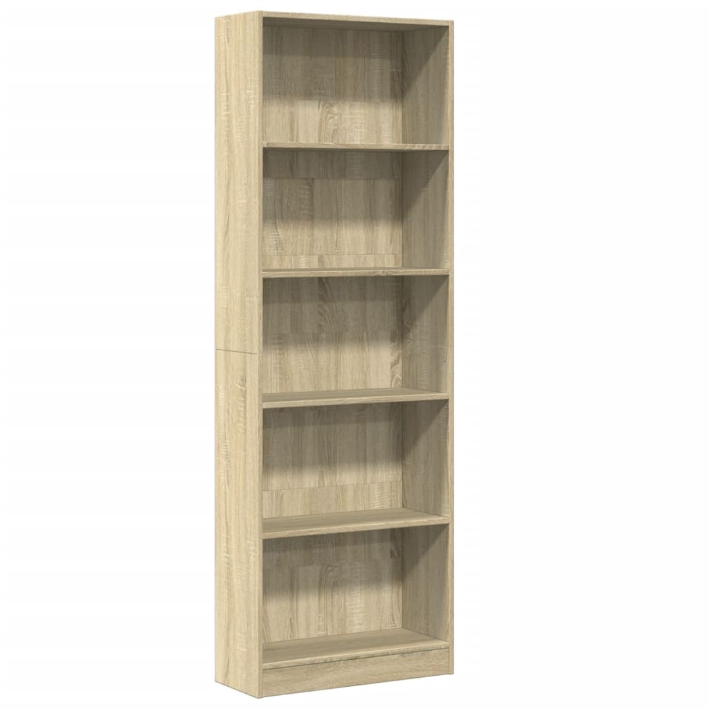 Boekenkast 60x24x176 cm bewerkt hout sonoma eikenkleurig is nu te koop bij PeponiXL, paradijselijk wonen!