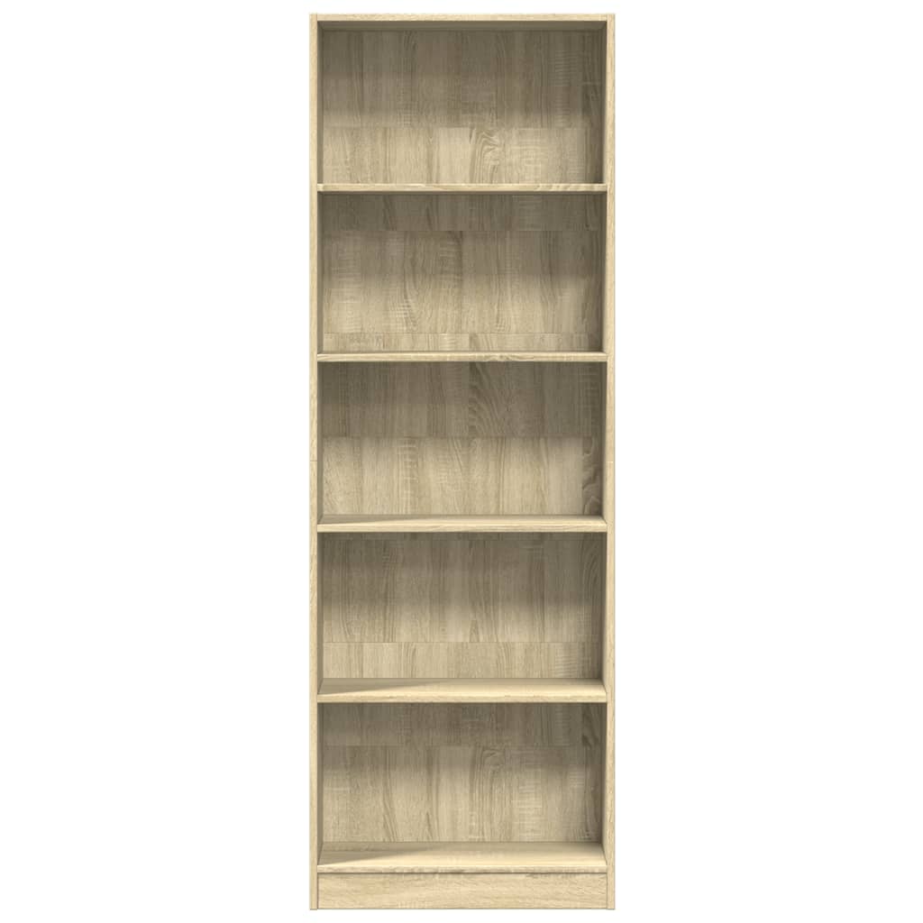 Boekenkast 60x24x176 cm bewerkt hout sonoma eikenkleurig is nu te koop bij PeponiXL, paradijselijk wonen!