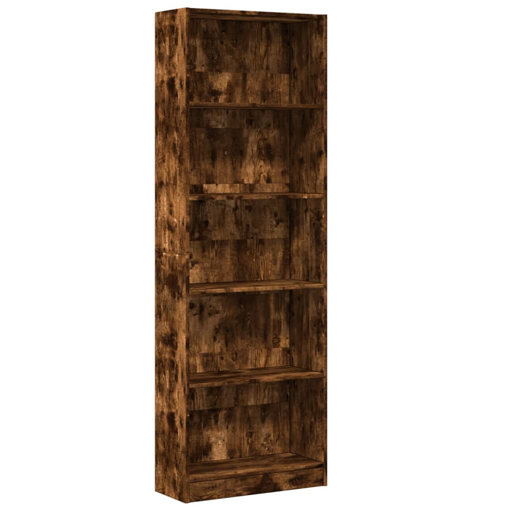 Boekenkast 60x24x176 cm bewerkt hout gerookt eikenkleurig is nu te koop bij PeponiXL, paradijselijk wonen!