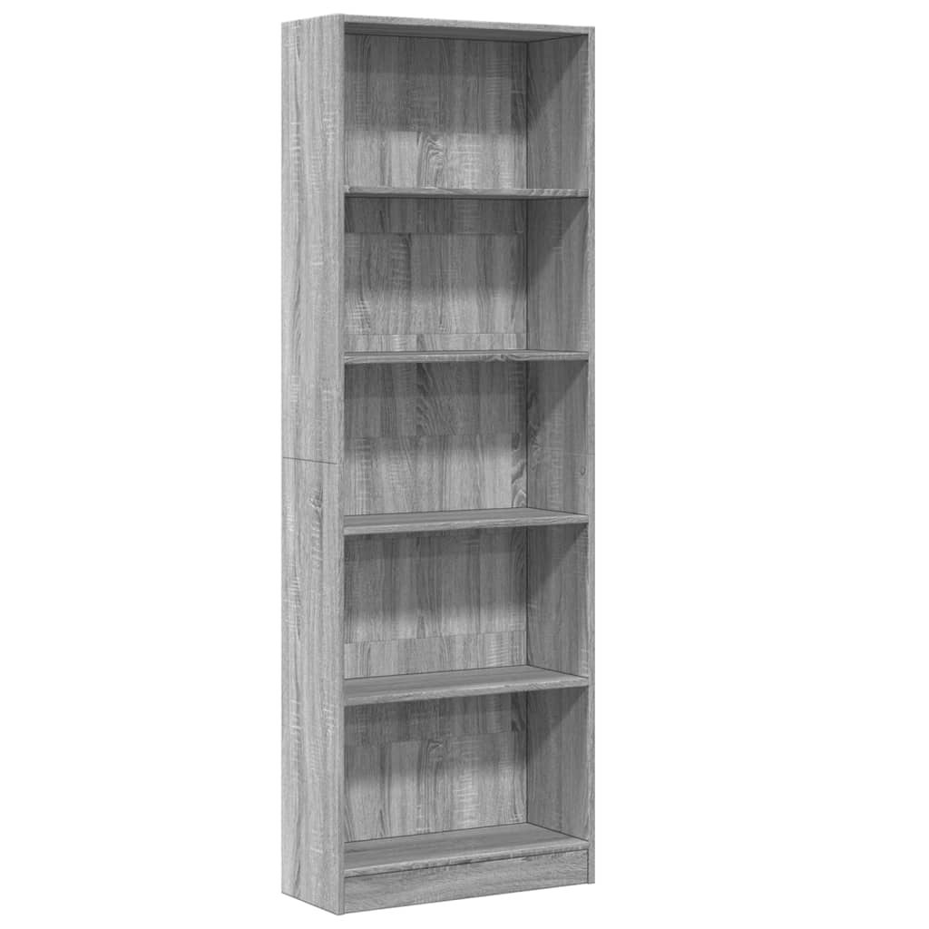 Boekenkast 60x24x176 cm bewerkt hout grijs sonoma eikenkleurig is nu te koop bij PeponiXL, paradijselijk wonen!
